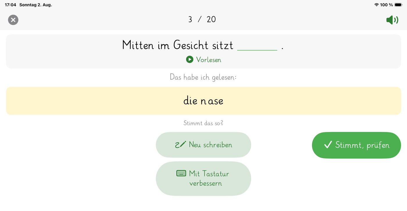 Die App zeigt, was sie aus der Handschrift gelesen hat